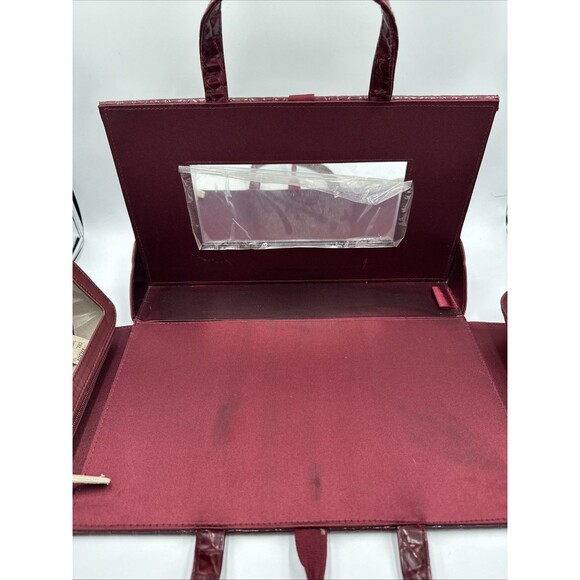 Vintage Estee Lauder Burgundy Hard Makeup Travel Case Toiletry Bag - Picture 6 of 9